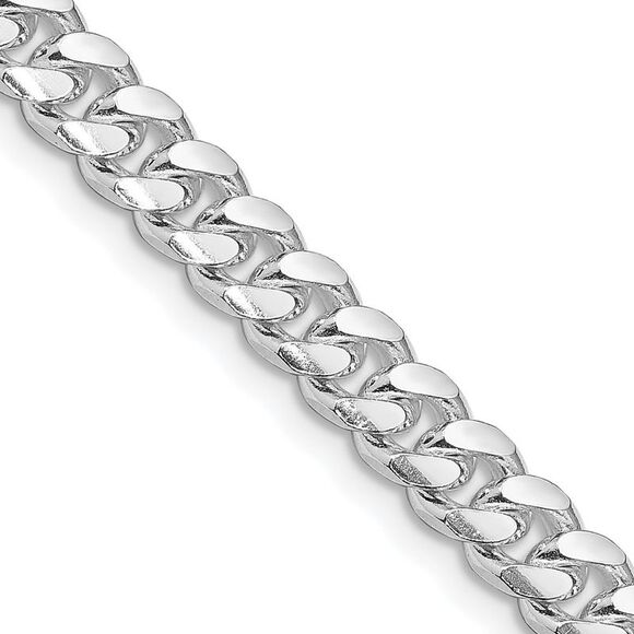 Kazi Luxury Sterling Silver Rhodium-plated 7mm Domed w/ Side D/C Curb Chain